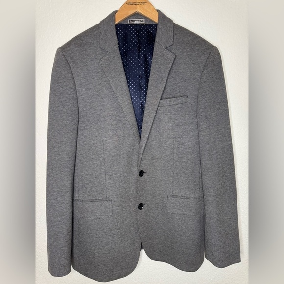 EXPRESS Mens Grey SLIM FIT STRETCH Sport Coat Blazer Jacket SIZE 3 - Picture 1 of 10